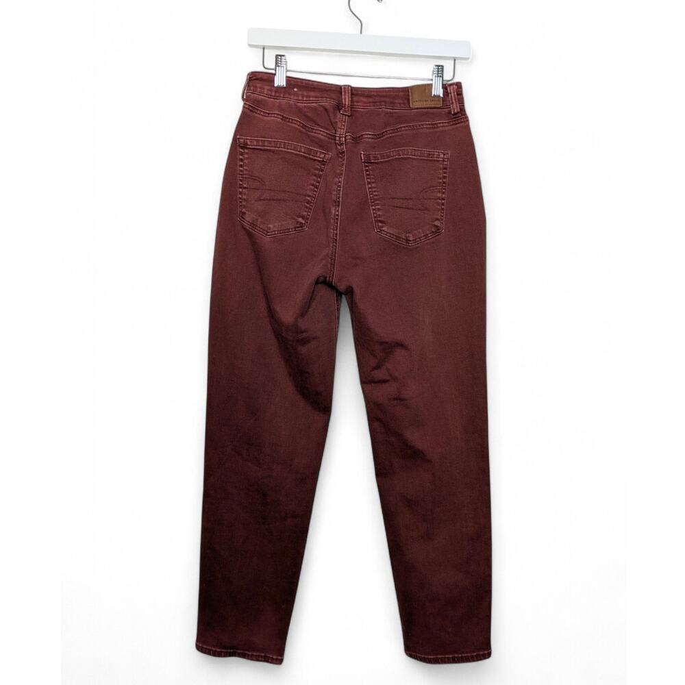 AMERICAN EAGLE OUTFITTERS "Mom Jean" Stretch High Waist Burgundy - Size 6 - Picture 3 of 7